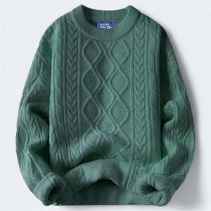 Elfric Eden size XL Oversized 90s Vintage Cable Knit Sweater Green Unisex